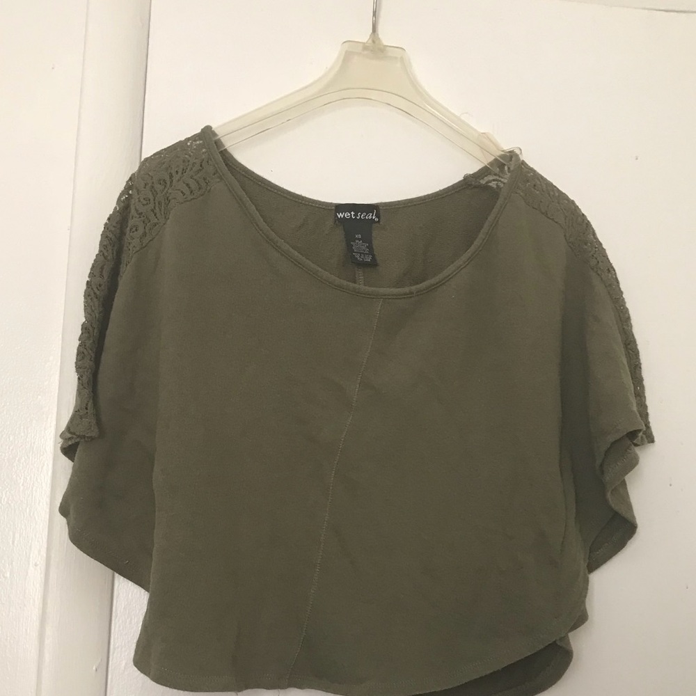 Wet seal hunter green xs batwing crop top